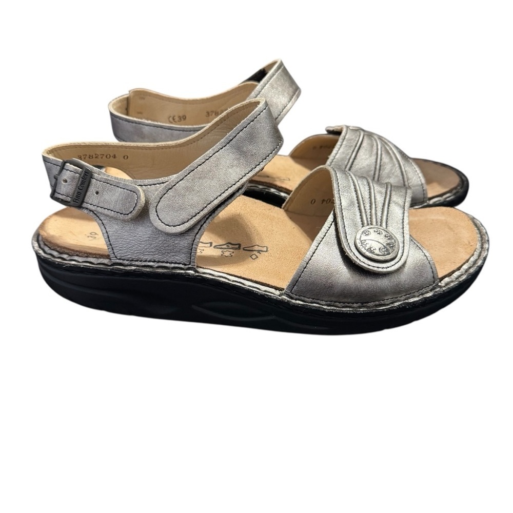 Finn Comfort Sausalito Women Silver Leather Hiking Sandals 39 (US 8)
